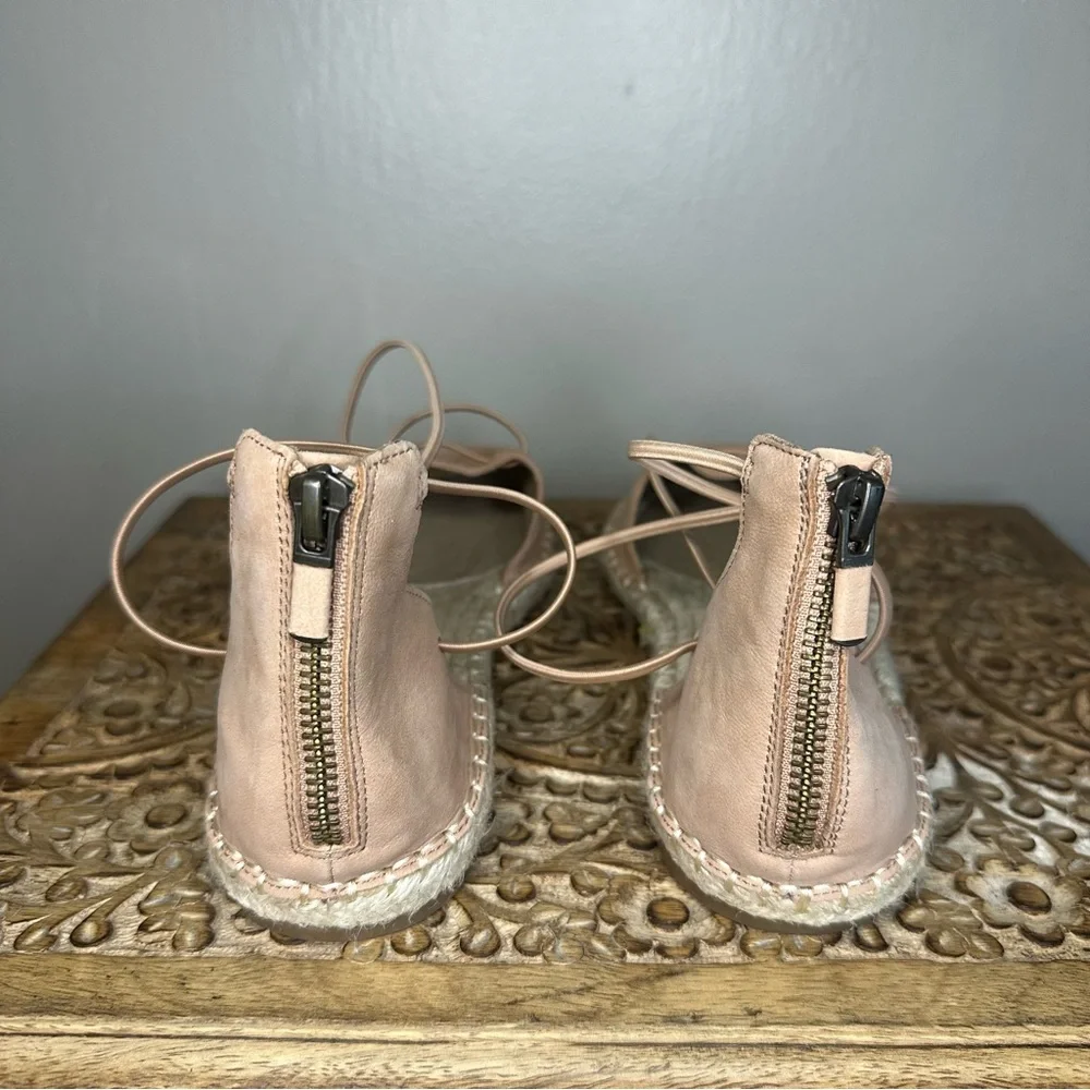 Eileen Fisher Women’s Lace Up Elastic Espadrille in Toffee Cream Flats Sz 8